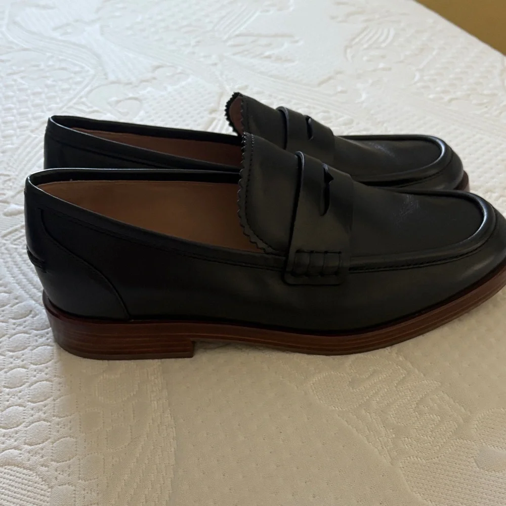 Cole Haan Christyn Black Leather Loafers with Brown Sole - Picture 6 of 7